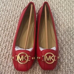Michael Kors Red Flats with Gold Accents